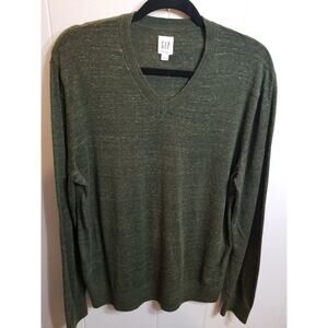 Gap Mens Sz‎ Large Heathered Green Lightweight Pullover V Neck Sweater